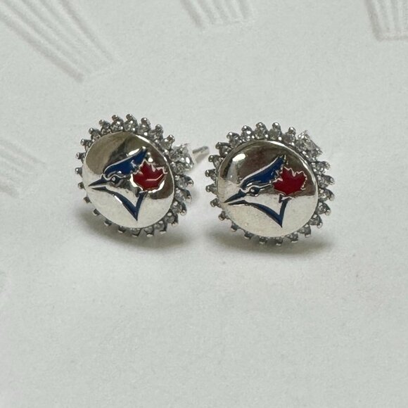 Toronto Blue Jays Earrings S925 Sterling Silver Stud Earrings Handmade - Picture 1 of 3
